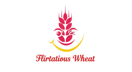 Playful smiling wheat grain logo design for food and agricultural branding concepts