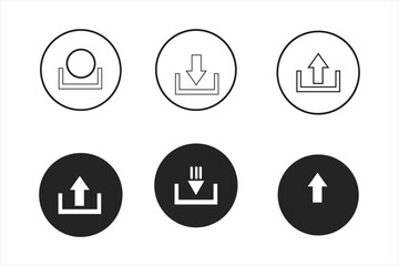 Download upload icons set for digital data transfer and storage