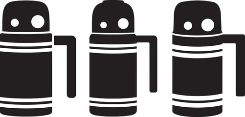 Three identical microphone silhouettes in a row silhouette