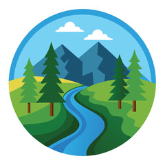 winter landscape with trees and mountains