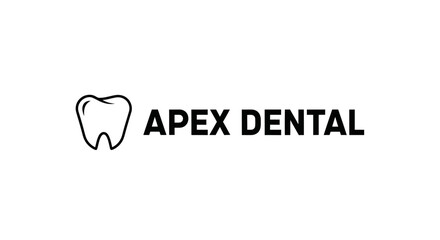 Modern minimalist Apex Dental logo with clean outline tooth icon for professional health services
