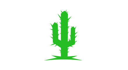 Minimalist Green Cactus Illustration Icon on White Background for Desert Plant Designs