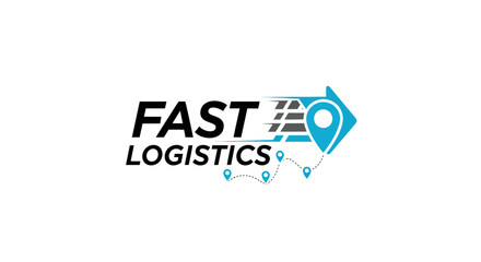 Modern Fast Logistics Logo Design Showing Quick Delivery and Location Tracking