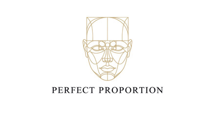 Golden Proportional Human Face Line Art Geometry Ideal Beauty Design Concept