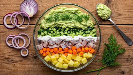 chopped vegetables on a wooden table