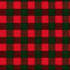 Gingham Festive Red Green Checkered Pattern Seamless Holiday Textile Design Vintage Rustic Christmas Fabric Background