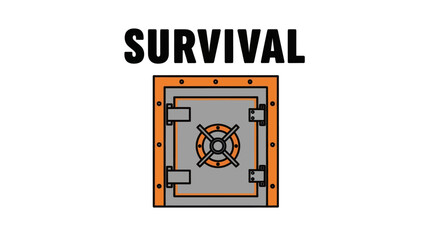 Robust Survival Concept with Secure Vault Door Illustration Protecting Valuables and Assets
