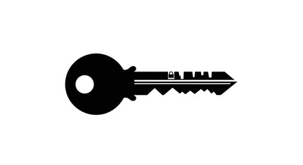 Modern Security Key Silhouette Vector Icon for Access and Protection Concepts