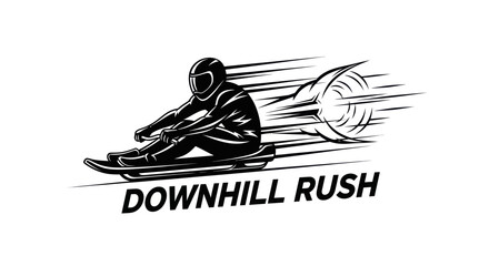 Dynamic luge sledding athlete in a helmet speeding downhill an exciting vector illustration © Alienmarsh