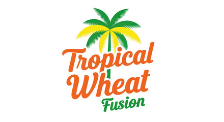 Vibrant Tropical Wheat Fusion Logo Design with Palm Tree Icon for Beverage Branding