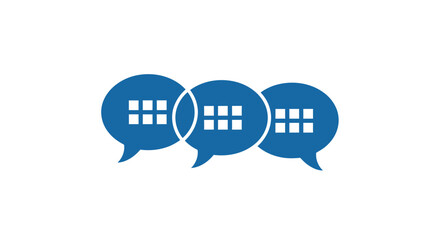 Blue Speech Bubbles Chat Icon for Digital Communication and Messaging Applications Interface