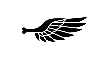 Stylized Black Wing Icon on White Background Representing Freedom and Flight