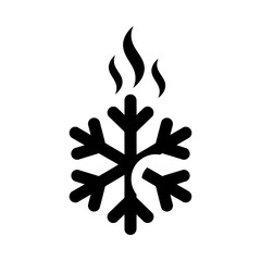 Snowflake Melting with Flames Above in Black and White