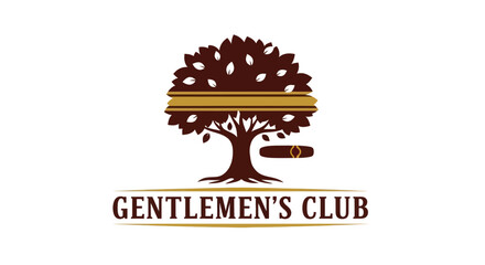 Sophisticated brown tree and cigar emblem for exclusive gentlemen's leisure club design