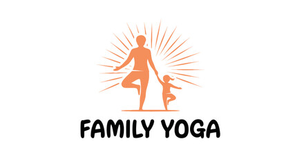Harmonious family yoga illustration featuring parent and child in tree pose promoting wellness and