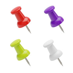 Pushpin Thumbtack Assorted Colors Isolated On Transparent Background