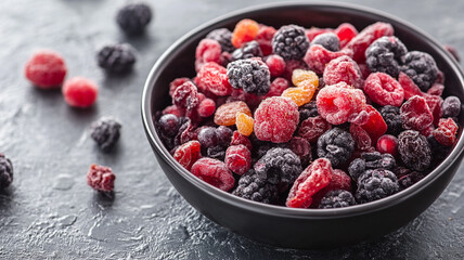 Bowl overflowing with a vibrant mix of fresh berries, including strawberries, raspberries, blueberries, and blackberries, isolated on white.