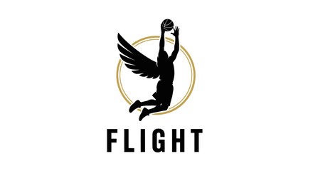 Dynamic Basketball Player with Wing Silhouette Jumping for Victory Logo Concept © Alienmarsh
