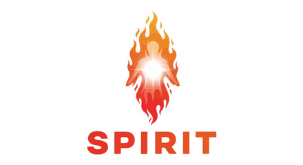 Vibrant Human Spirit in Fiery Aura with Bright Inner Light Abstract Logo Design Symbol