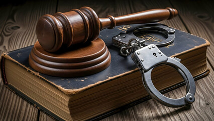 Gavel, Handcuffs, and Law Book