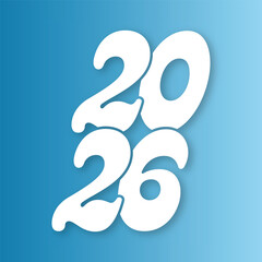 Stylized 2026 numbers with shadow on blue gradient