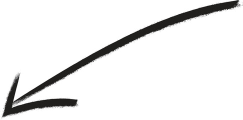 Black Grunge Arrow Pointing Down and Left on White Background