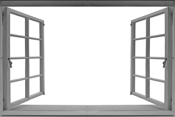 The old window isolated on a white background
