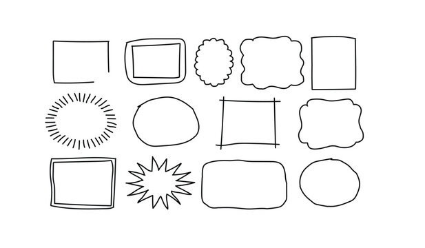 Collection of Hand Drawn Doodle Frames and Shapes Keywords: doodle, hand drawn, frame, shape