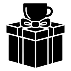 Gift Box with Ribbon and Mug Icon Vector Illustration
