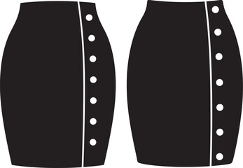 Two black skirt silhouettes with button detail