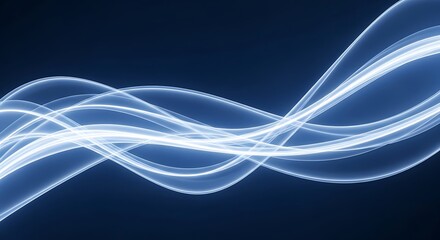 Naklejka premium Abstract blue light waves flowing on dark background