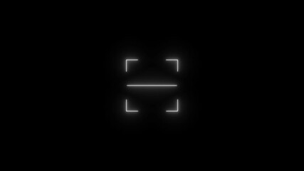 Glowing neon white scanner icon animation, scanner neon shine bio metric fingerprint, isolated scanner neon icon 4k video motion, displays a glowing QR code scanner animated. - Powered by Adobe