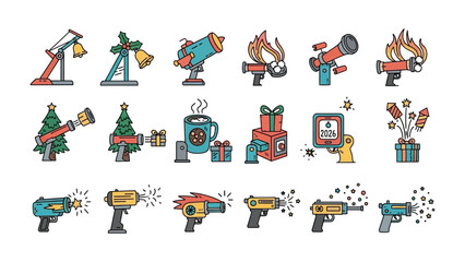 Naklejka premium Whimsical Elements: A captivating illustration featuring a delightful array of charming elements with vibrant colors and intricate details. The artwork exudes a sense of fun and creativity. 