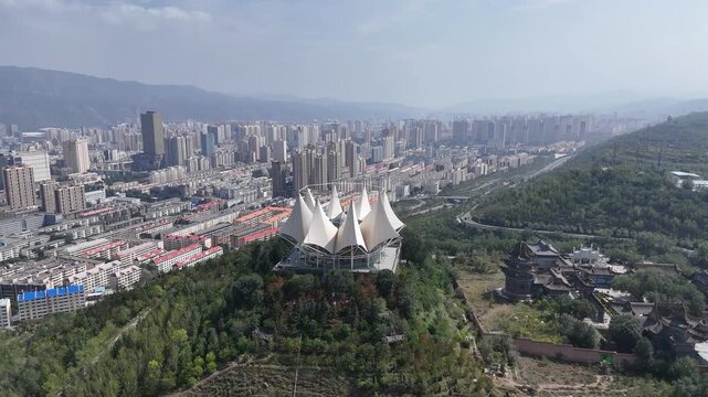 Nanshan Martyrs Cemetery Aerial View, Xining Qinghai China