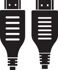 Two hdmi cable connectors silhouette