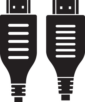 Two hdmi cable connectors silhouette