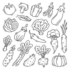 Amazing vegetables set vector art illustration