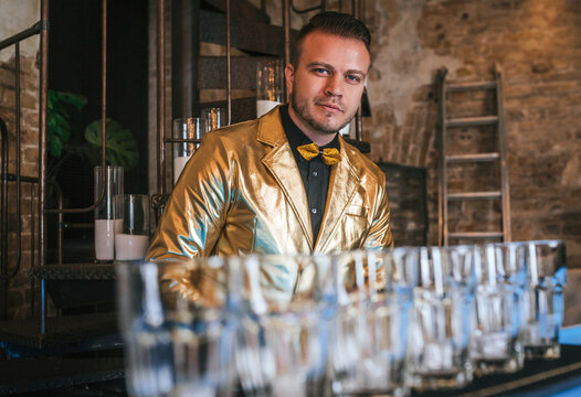 Bartender starts crafting exquisite cocktail beverages