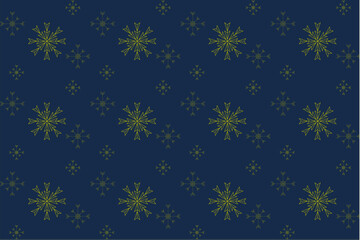 Elegant Green Line Snowflakes on Navy Background – Seamless Christmas Vector