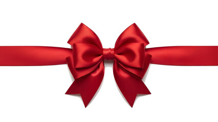 Red bow ribbon gift present christmas birthday holiday decoration satin on transparent background