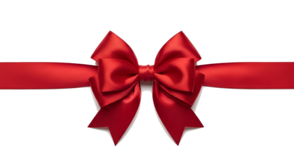 Red bow ribbon gift present christmas birthday holiday decoration satin on transparent background