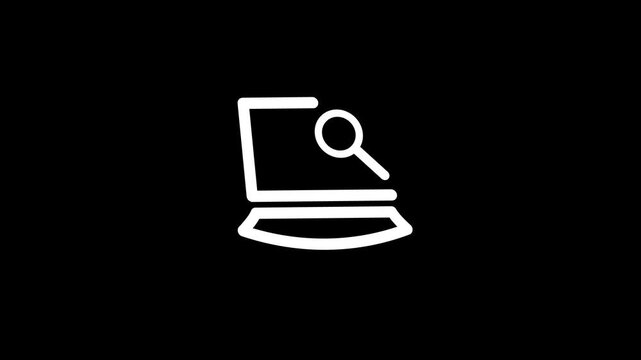 Research icon animation. laptop with magnifying glass 