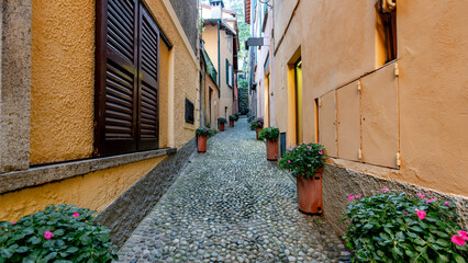 Charming cobblestone path in Bellagio, Italy