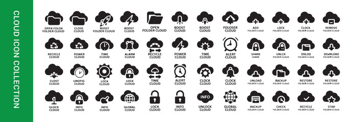 Cloud storage network icon collection set, vector flat design, modern ui ux interface design