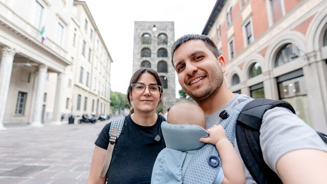Family selfie at Porta Torre, Como, Italy