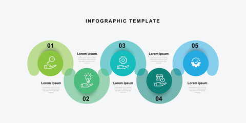 5 step circle infographic template vector design. Workflow layout with 5 circle journey concept