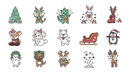 Holiday Animated Character Collection: A captivating assortment of charming animated characters, each radiating the festive spirit of holiday celebrations.