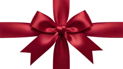Red ribbon bow gift present christmas holiday celebration decoration on transparent background
