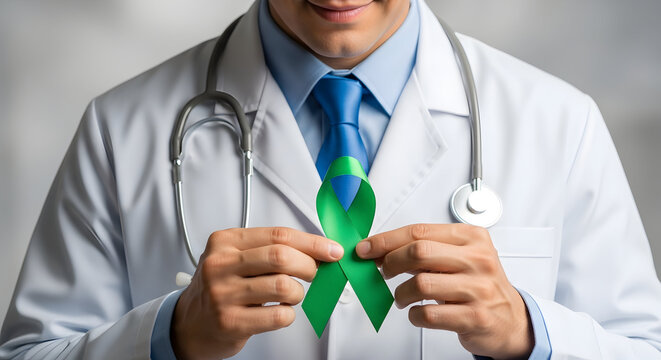 Healthcare Professional Supporting Organ Donation and Liver Health Awareness A Symbol of Hope and Advocacy in Medical Community Promoting a Cause and Healthy Living