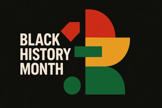 Black history month geometric abstract design with colorful shapes